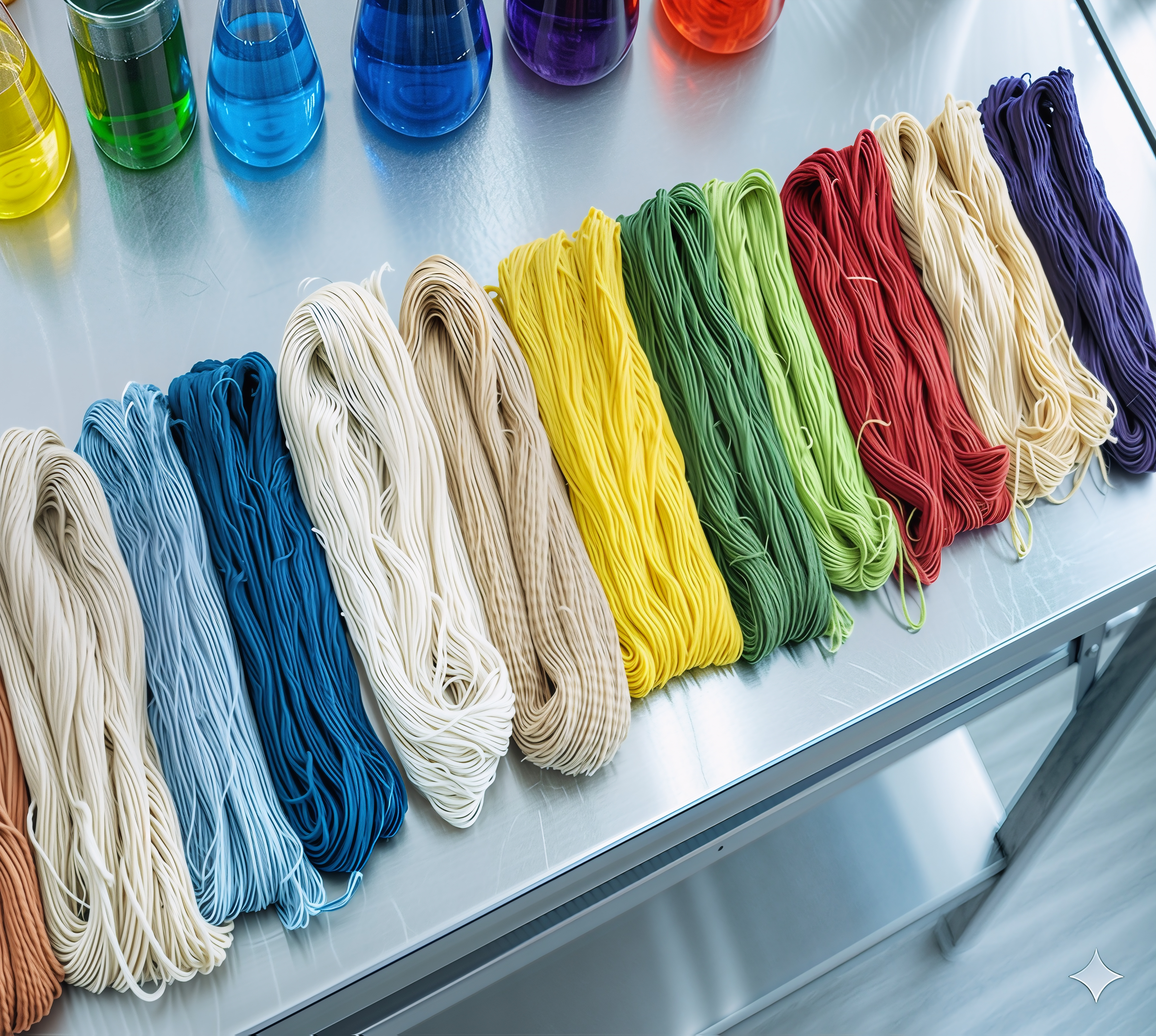 Tekstil boyaları uygulama - Renkli kumaş örnekleri ve boya çözümleri